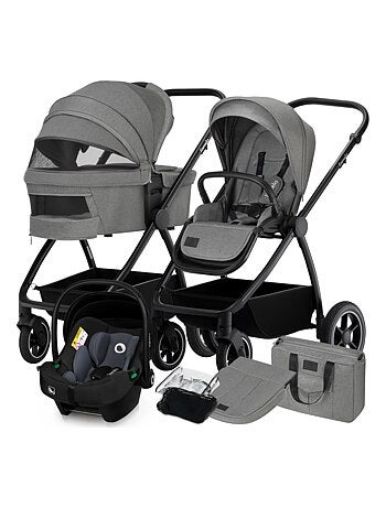 Passeggino LIONELO Meril 3 in 1: passeggino, navicella, seggiolino auto, borsa e accessori