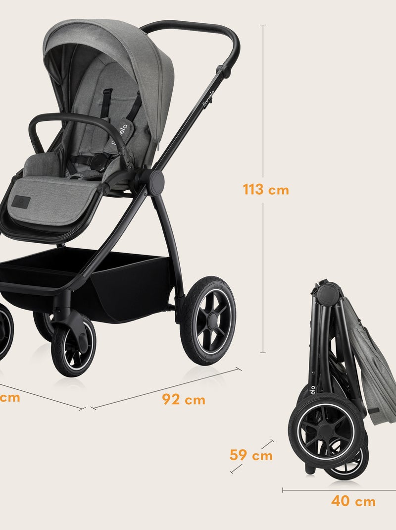 Passeggino LIONELO Meril 3 in 1: passeggino, navicella, seggiolino auto, borsa e accessori Grigio - Kiabi