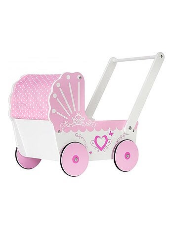 Passeggino per bambole legno rosa primi passi Mamabrum