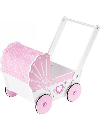 Passeggino per bambole legno rosa primi passi Mamabrum