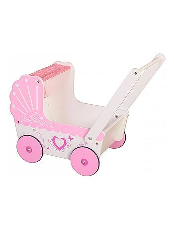 Passeggino per bambole legno rosa primi passi Mamabrum