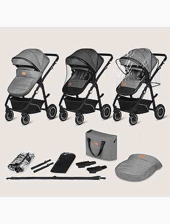 Passeggino trio LIONELO Bianka - Fino a 22 kg - Pacchetto passeggino, navicella, seggiolino auto e a