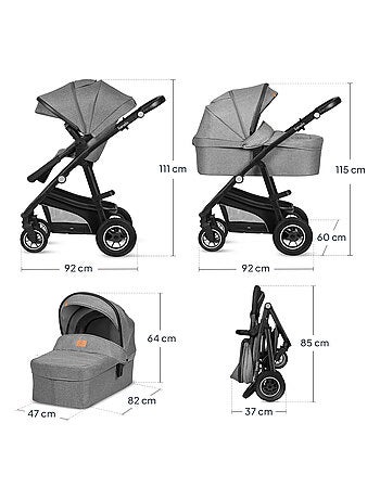 Passeggino trio LIONELO Bianka - Fino a 22 kg - Pacchetto passeggino, navicella, seggiolino auto e a