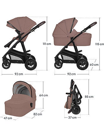 Passeggino trio LIONELO Bianka - Fino a 22 kg - Pacchetto passeggino, navicella, seggiolino auto e a