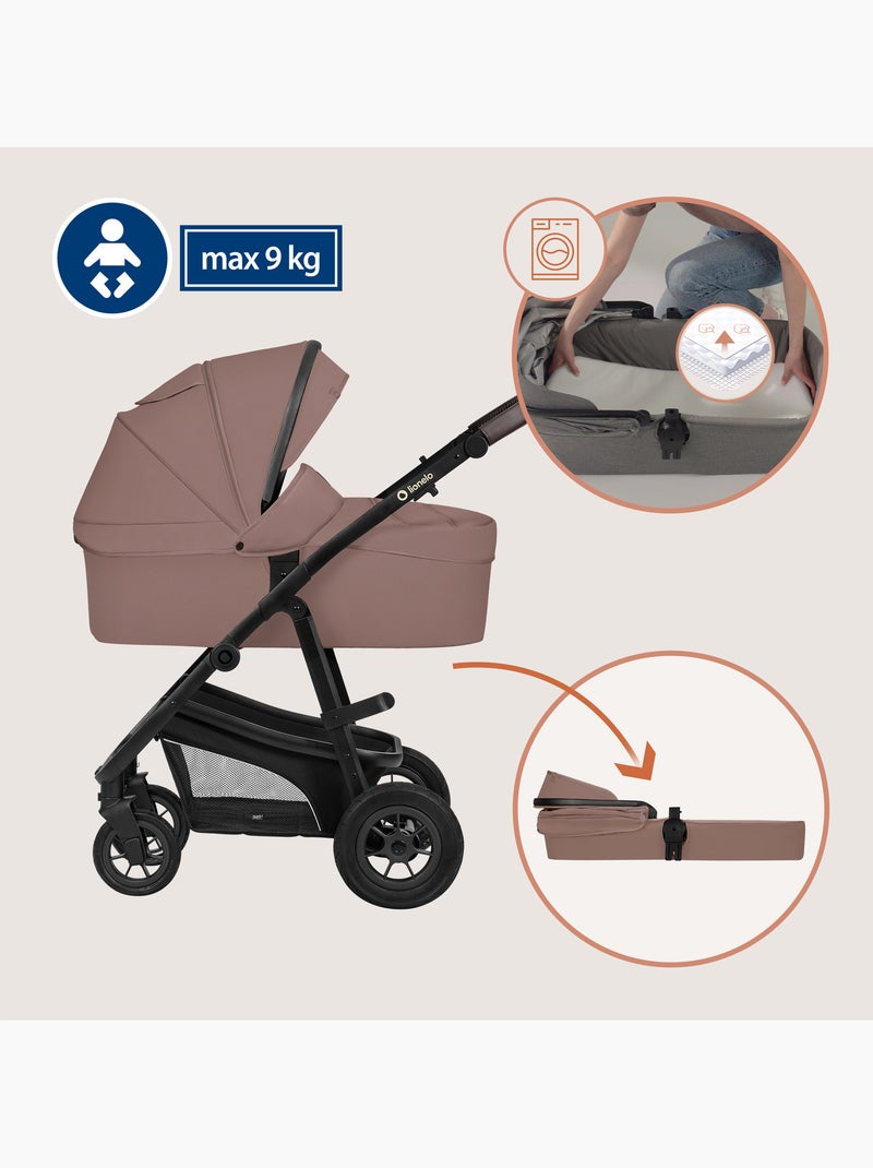 Passeggino trio LIONELO Bianka - Fino a 22 kg - Pacchetto passeggino, navicella, seggiolino auto e a Marrone - Kiabi