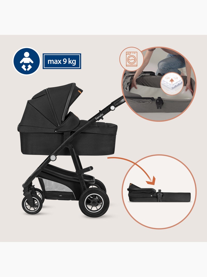 Passeggino trio LIONELO Bianka - Fino a 22 kg - Pacchetto passeggino, navicella, seggiolino auto e a Nero - Kiabi