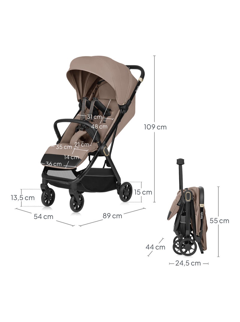 Passeggino ultracompatto LIONELO Bess - Compatibile con l'aereo - Leggero - Chiusura rapida Beige - Kiabi