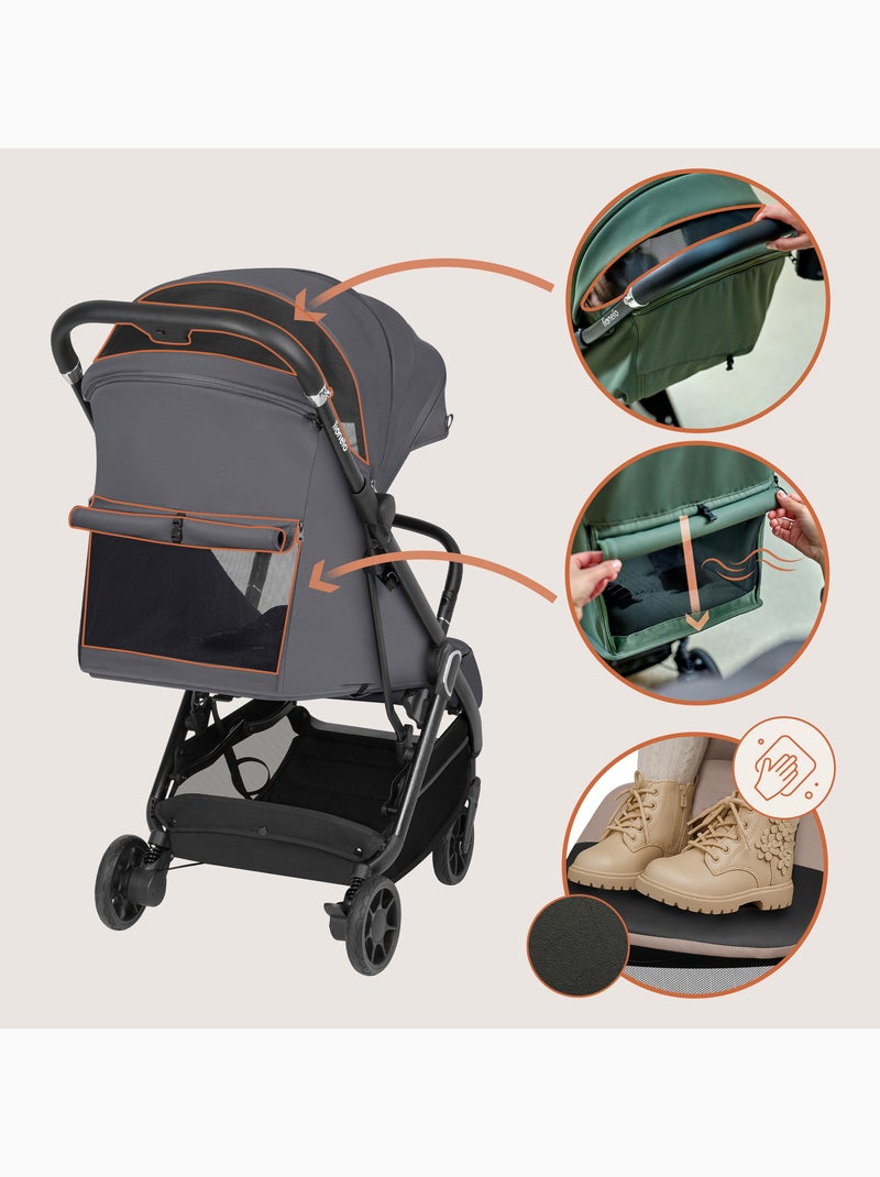 Passeggino ultracompatto LIONELO Bess - Compatibile con l'aereo - Leggero - Chiusura rapida Grigio - Kiabi