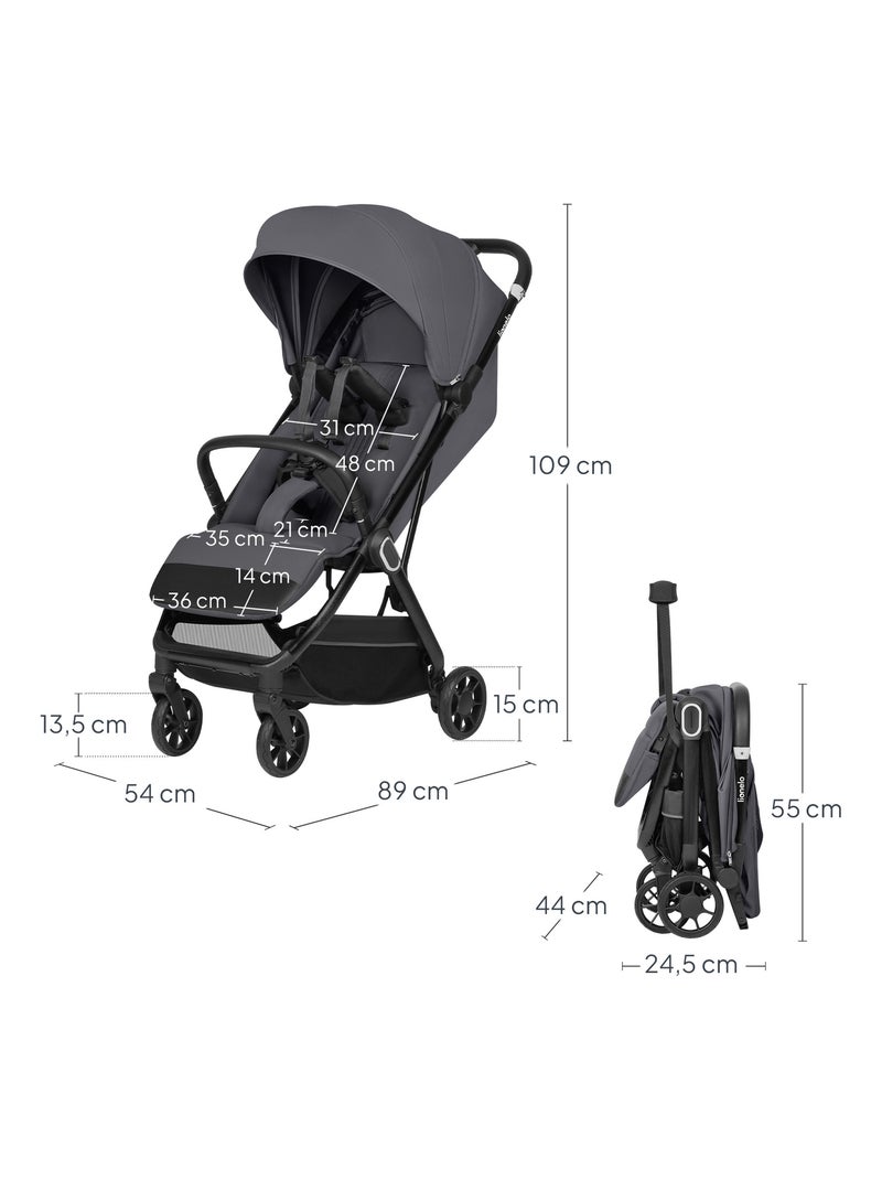 Passeggino ultracompatto LIONELO Bess - Compatibile con l'aereo - Leggero - Chiusura rapida Grigio - Kiabi
