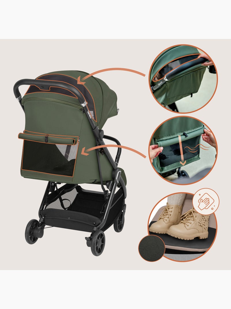 Passeggino ultracompatto LIONELO Bess - Compatibile con l'aereo - Leggero - Chiusura rapida Verde - Kiabi