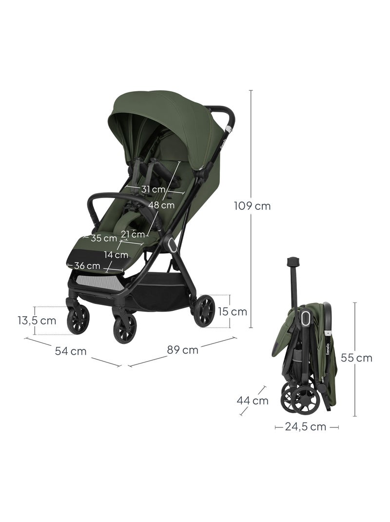 Passeggino ultracompatto LIONELO Bess - Compatibile con l'aereo - Leggero - Chiusura rapida Verde - Kiabi