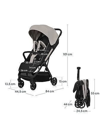 Passeggino ultracompatto LIONELO Julie Air - Compatibile con l'aereo - Leggero - Chiusura rapida