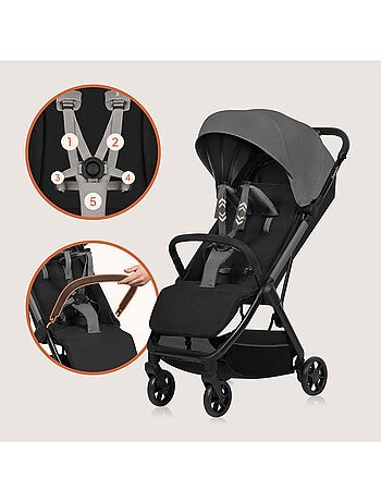 Passeggino ultracompatto LIONELO Julie Air - Compatibile con l'aereo - Leggero - Chiusura rapida
