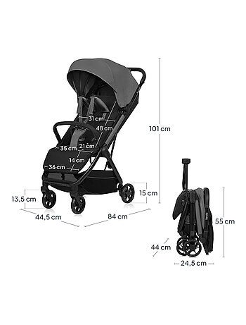 Passeggino ultracompatto LIONELO Julie Air - Compatibile con l'aereo - Leggero - Chiusura rapida