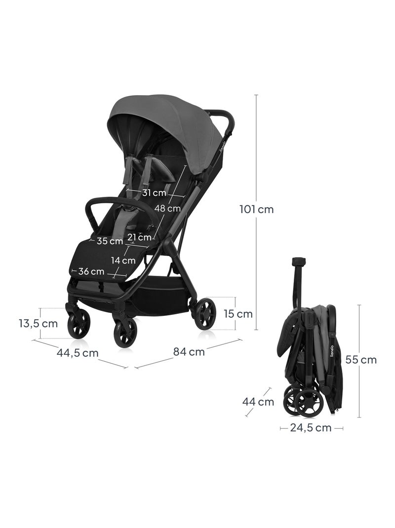 Passeggino ultracompatto LIONELO Julie Air - Compatibile con l'aereo - Leggero - Chiusura rapida Grigio - Kiabi