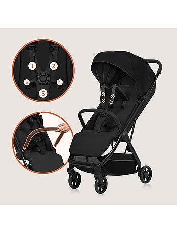 Passeggino ultracompatto LIONELO Julie Air - Compatibile con l'aereo - Leggero - Chiusura rapida