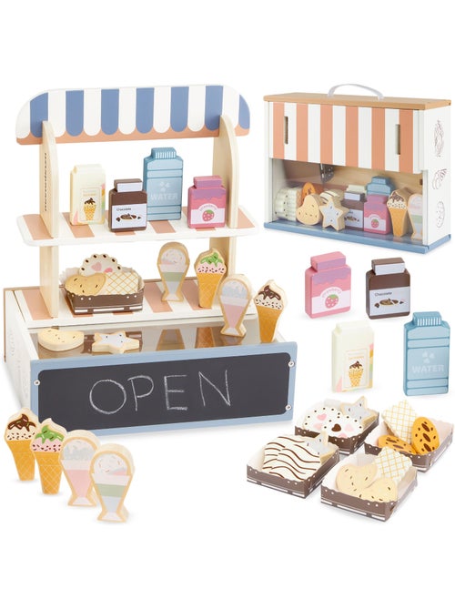 Pasticceria giocattolo legno pieghevole 30x22cm 24 pezzi gelati dolci mamabrum - Kiabi