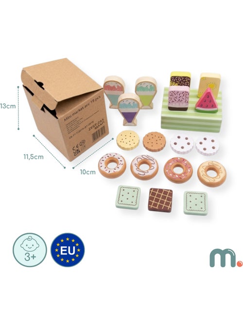 Pasticceria legno bambini espositore 19 pz gelati donut biscotti mamabrum - Kiabi