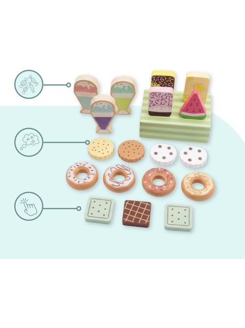 Pasticceria legno bambini espositore 19 pz gelati donut biscotti mamabrum - Kiabi