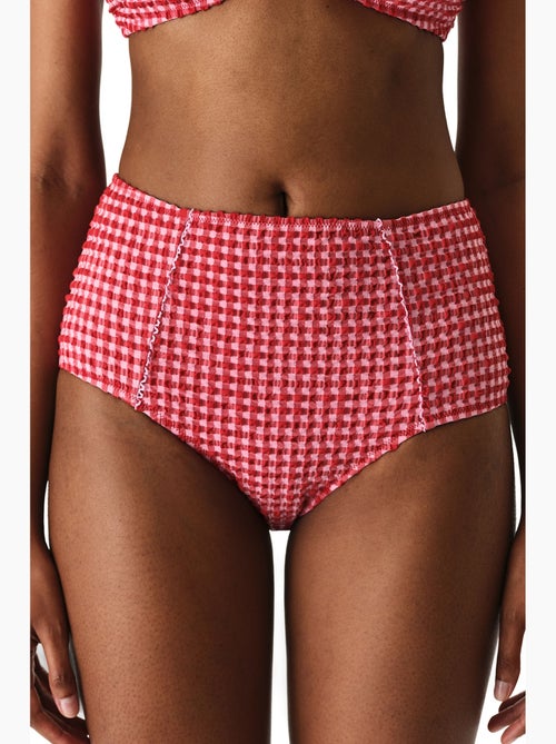 Paulina slip bikini a quadri testurato a vita alta penti - Kiabi
