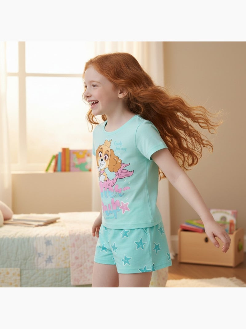 Paw Patrol - Completo maglietta e short bambina Blu - Kiabi