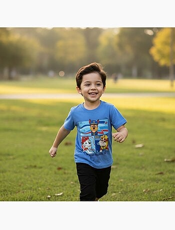 Paw patrol - maglietta a maniche corte con stampa, collo rotondo