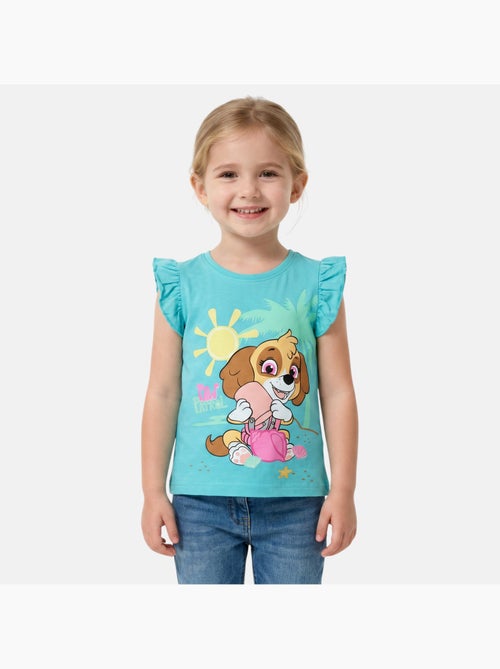 Paw patrol - maglietta a maniche corte con stampa, collo rotondo e volant - Kiabi Paw patrol - maglietta a maniche corte con stampa, collo rotondo e volant - Kiabi