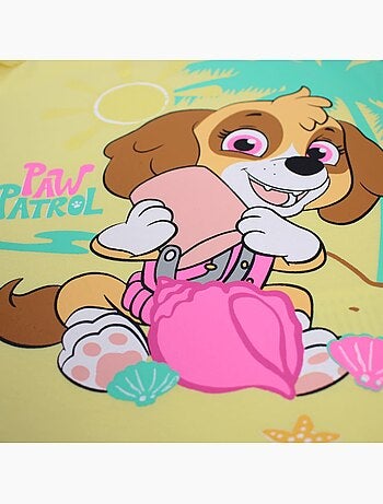 Paw patrol - maglietta a maniche corte con stampa, collo rotondo e volant