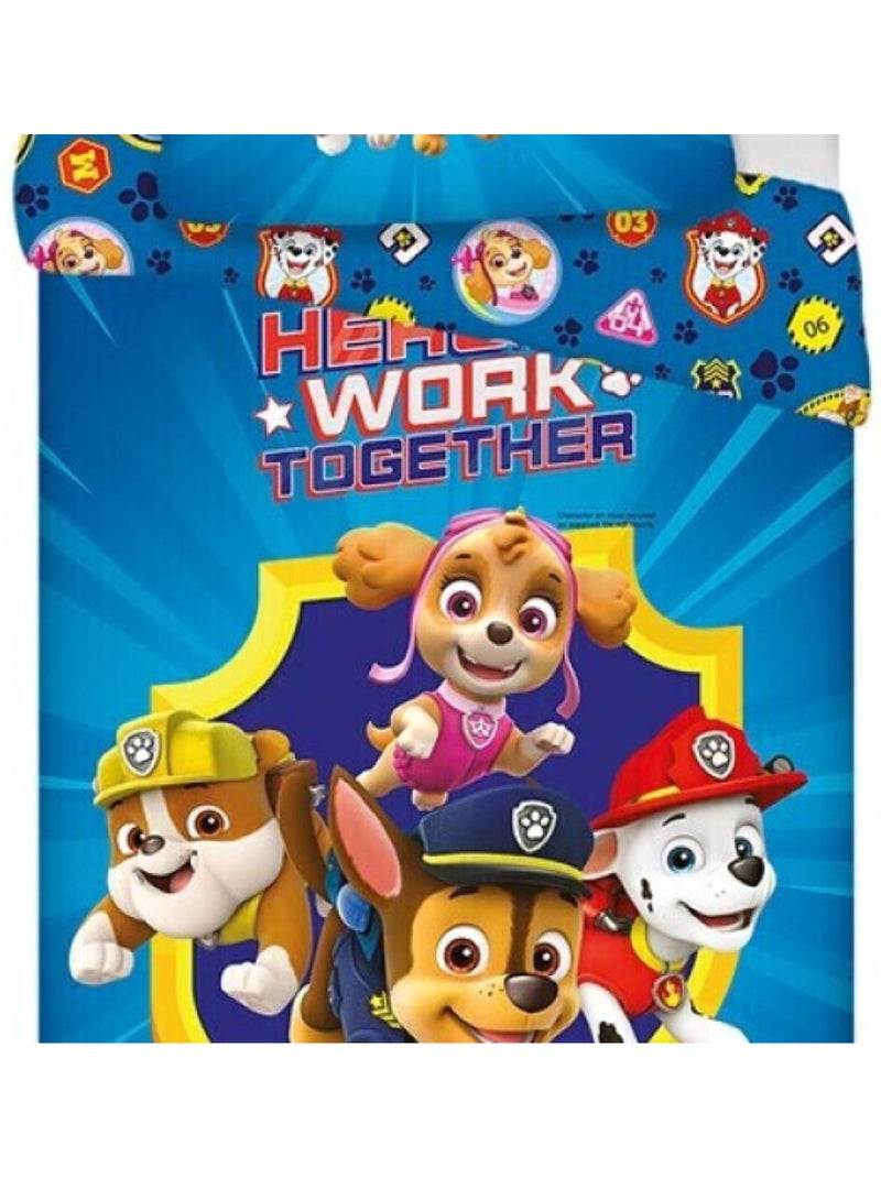 Paw Patrol, Completo Letto per Bambino Stampato Reversibile 100% Cotone, TOGETHER Multicolore - Kiabi