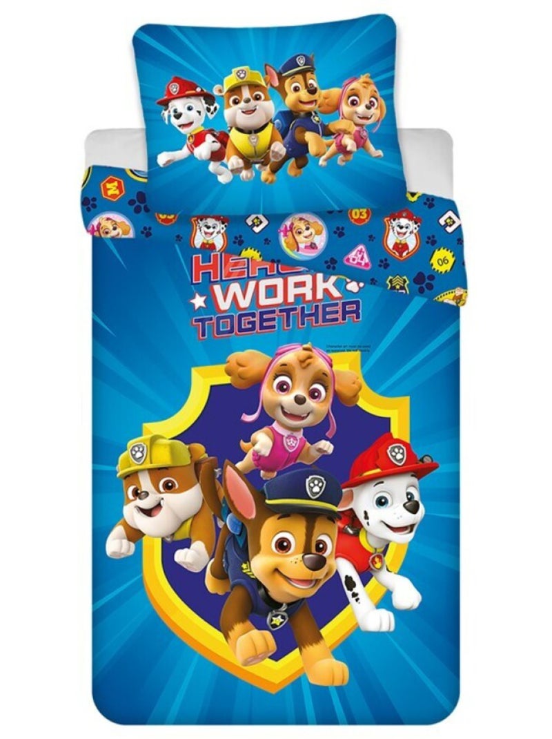 Paw Patrol, Completo Letto per Bambino Stampato Reversibile 100% Cotone, TOGETHER Multicolore - Kiabi