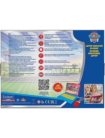 Paw Patrol computer portatile educativo bilingue con 164 attività (EN/IT)