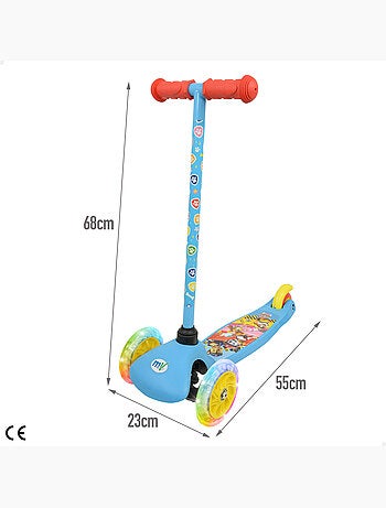 Paw patrol monopattino a 3 ruote 55x23x68 cm max 20 kg con luci e freni