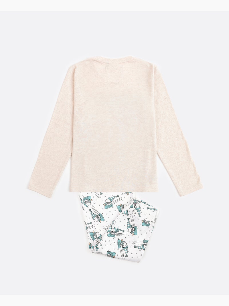 PEANUTS Let It Snow Pigiama a maniche lunghe per bambine Beige - Kiabi