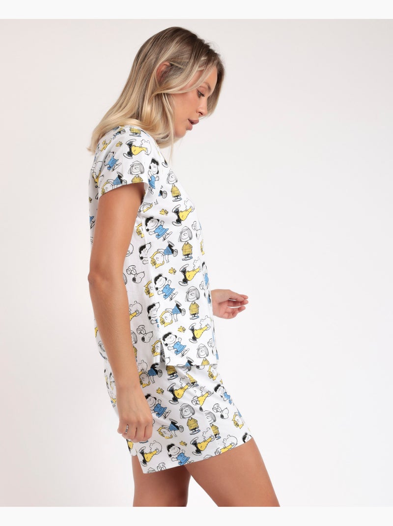 PEANUTS Party Friends Pigiama a maniche corte per donna Bianco - Kiabi