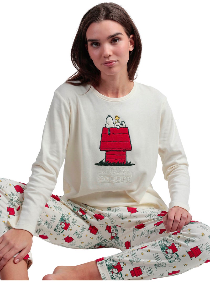PEANUTS Pigiama a maniche lunghe classico da donna Peanuts Ecru - Kiabi
