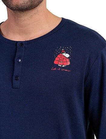 PEANUTS Pigiama a maniche lunghe con bottoni Let It Snow da uomo
