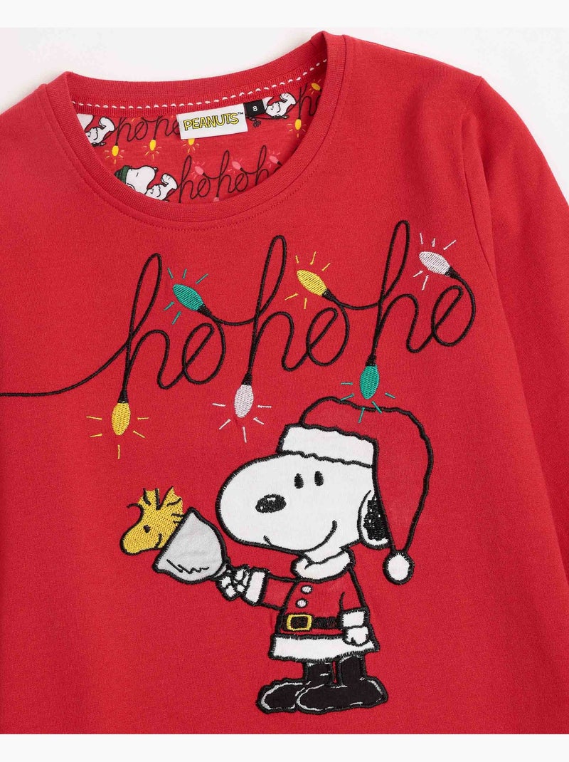 PEANUTS Pigiama a maniche lunghe Ho Ho Ho per ragazza Rosso - Kiabi