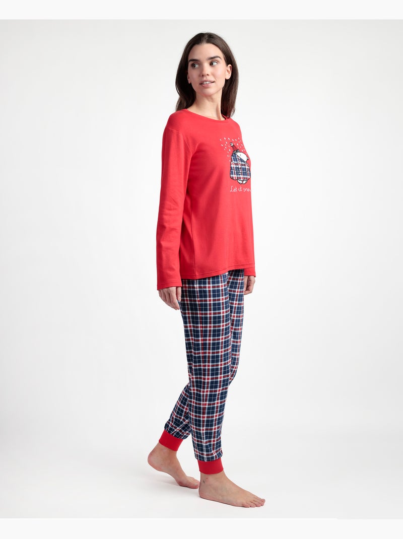 PEANUTS Pigiama a maniche lunghe Let It Snow da donna Rosso - Kiabi
