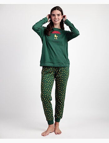 PEANUTS Pigiama a maniche lunghe Peanuts verde classico da donna