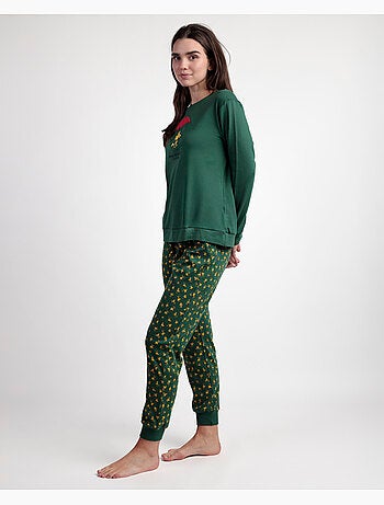 PEANUTS Pigiama a maniche lunghe Peanuts verde classico da donna