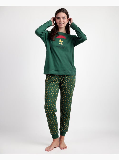 PEANUTS Pigiama a maniche lunghe Peanuts verde classico da donna - Kiabi PEANUTS Pigiama a maniche lunghe Peanuts verde classico da donna - Kiabi