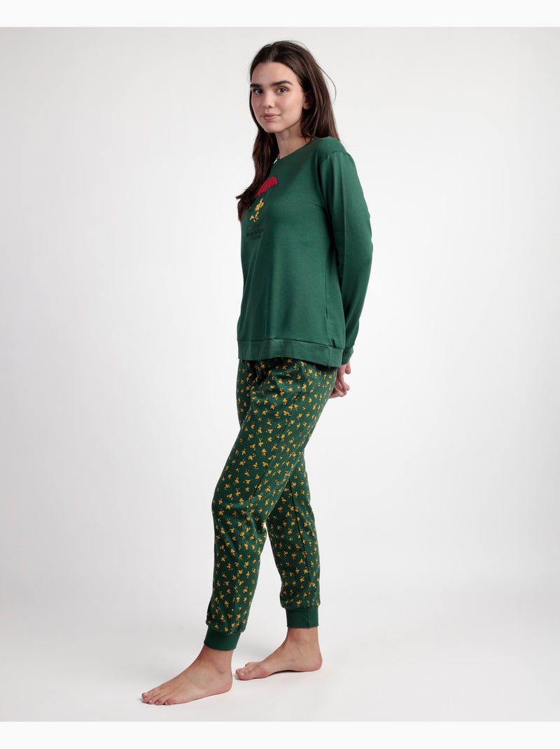 PEANUTS Pigiama a maniche lunghe Peanuts verde classico da donna Verde - Kiabi