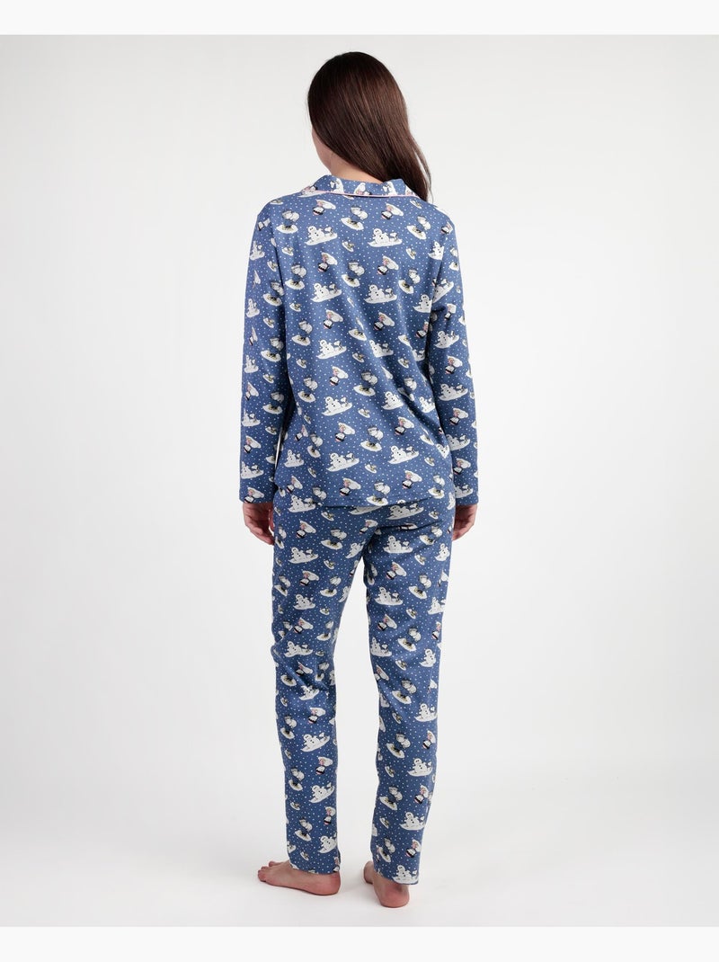 PEANUTS Pigiama aperto a maniche lunghe Snow Drift da donna Blu - Kiabi