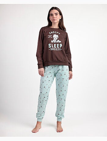 PEANUTS Pigiama da donna a maniche lunghe in peluche Sleep Society