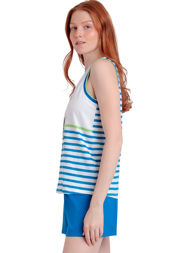 PEANUTS Pigiama senza maniche Tennis Club da donna Blu - Kiabi