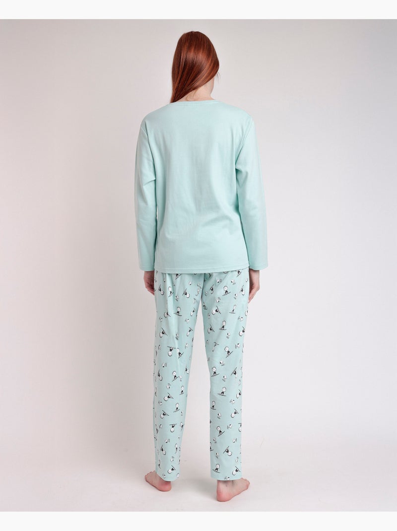PEANUTS Sleep Society Pigiama a maniche lunghe da donna Blu - Kiabi