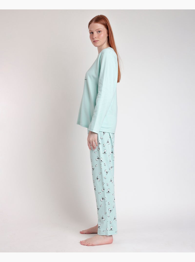 PEANUTS Sleep Society Pigiama a maniche lunghe da donna Blu - Kiabi
