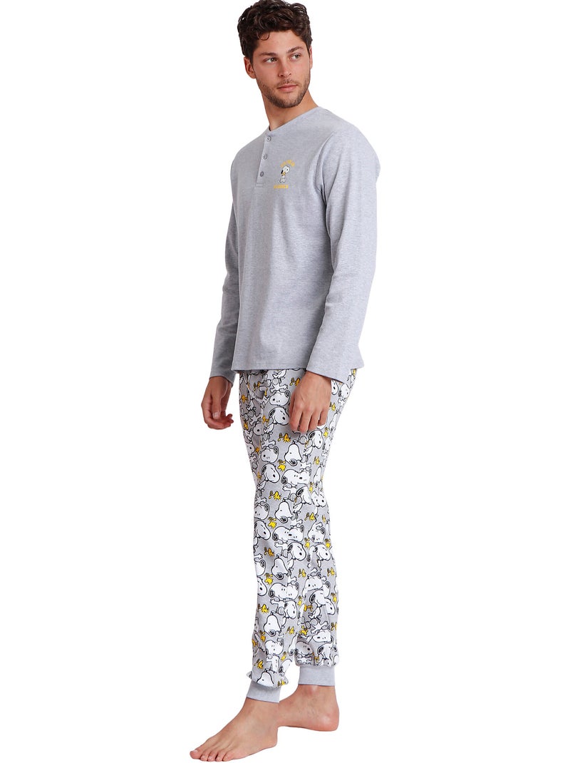PEANUTS Snoopy divertente pigiama a maniche lunghe per uomo Grigio - Kiabi