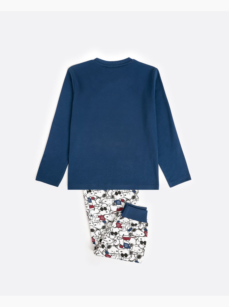 PEANUTS Snoopy Pigiama a maniche lunghe per ragazzi Blu marino - Kiabi