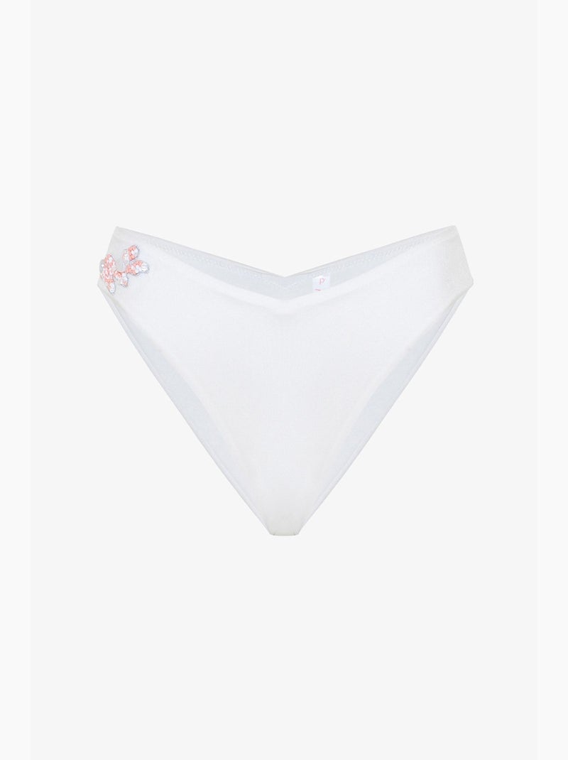 Pearl slip bikini con scollo a v e perline penti Bianco - Kiabi